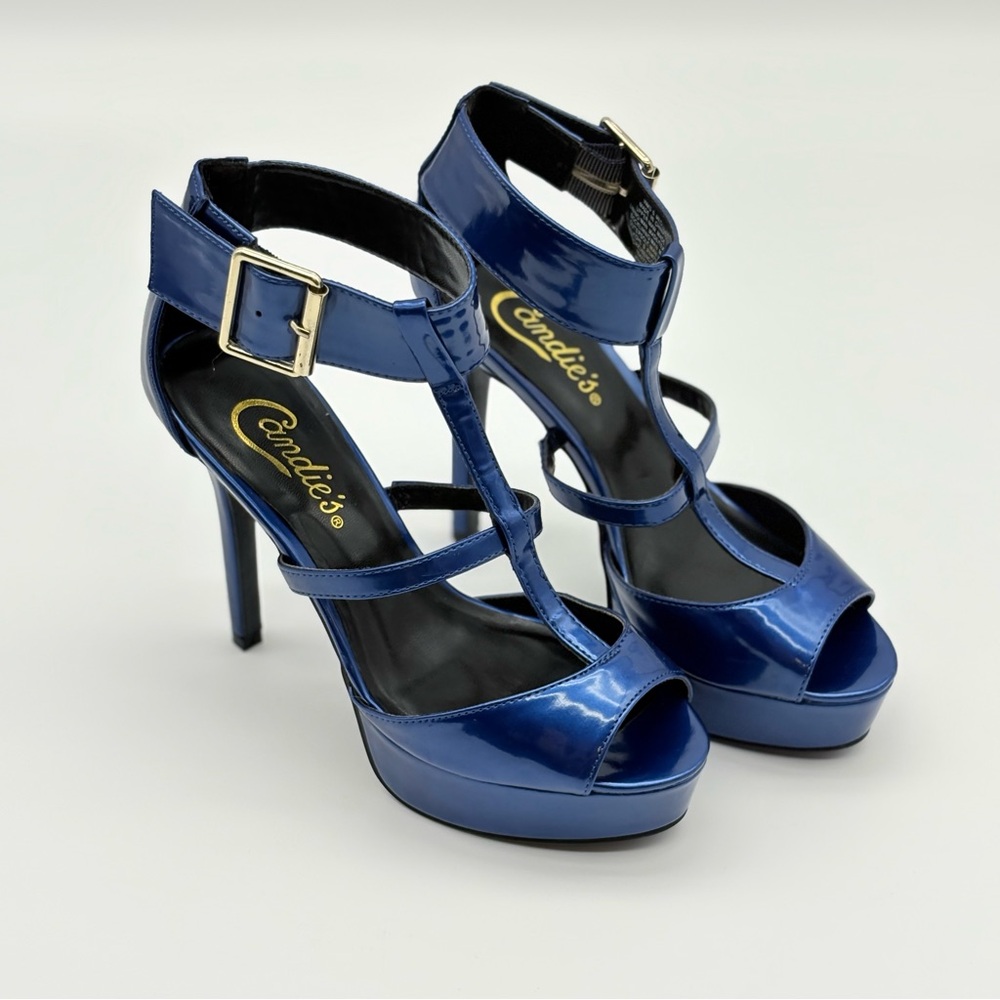 Candies High Heels Metallic Blue Size 6